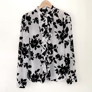 Worthington Black & White Long sleeve Blouse